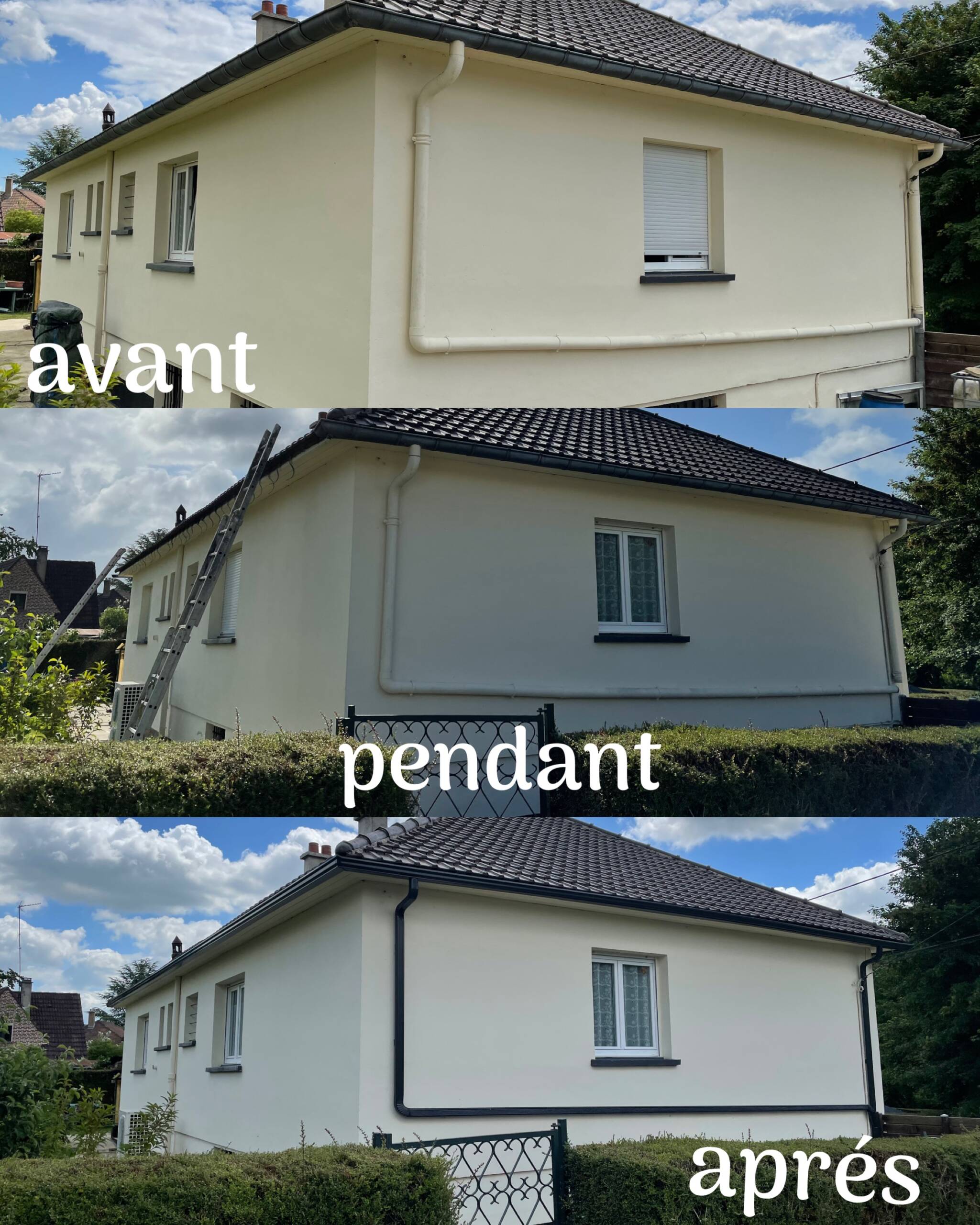 Avant pendant après pose de gouttière à Béthune